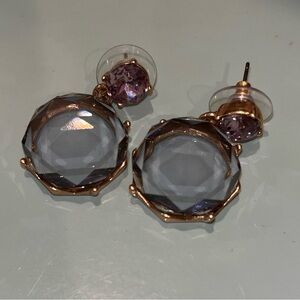 J. Crew Rose Gold and Lavender Crystal Drop Earrings